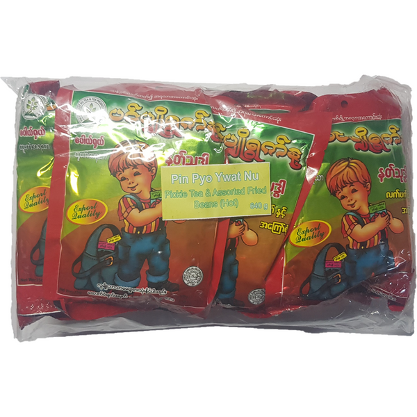 Pin Pyo Ywet Nu - Pickled Tea & Assorted Fried Beans (Nat Thutdar) (Hot) (75 GM x 10 Packets)